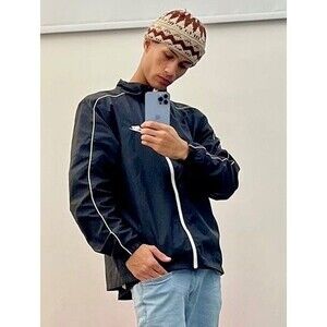 Nike Vintage Rare Slayer Nylon Track Jacket Black Shiny Glanz Medium